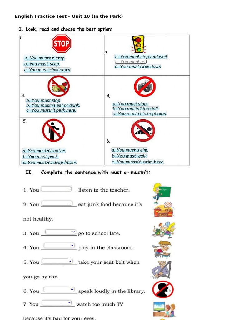 Unit 10 English Practice Test | PDF