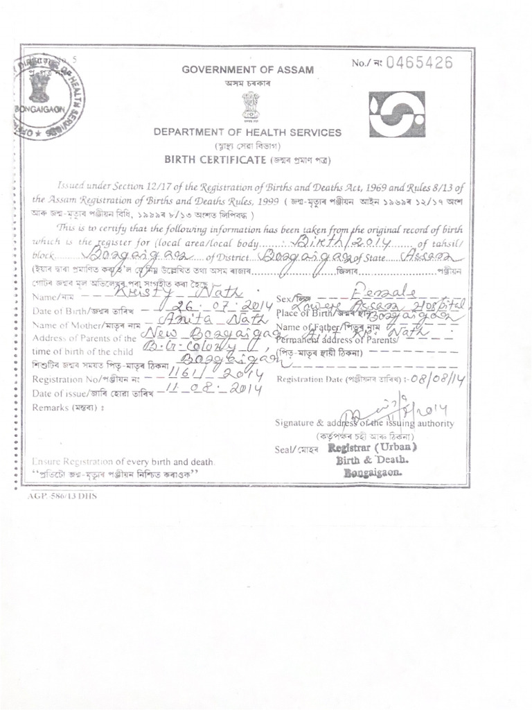 Birth Certificate | PDF