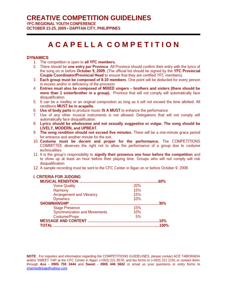 Guidelines For Creative Competitions | PDF | Dances