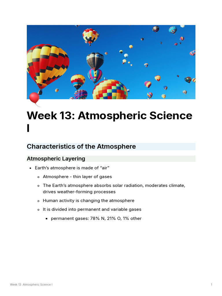 ENV100 Lecture 13 | PDF | Atmosphere Of Earth | Atmospheric Circulation