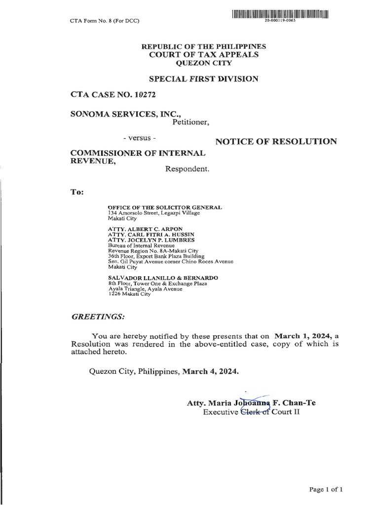 Cta 1D CV 10272 M 2024mar01 Ref | PDF | Public Law | United States Law