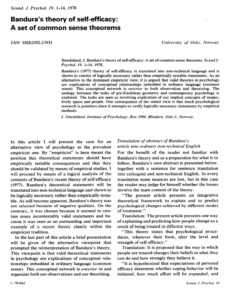 Bandura's Self-Efficacy Explained | PDF | Theorem | Self Efficacy