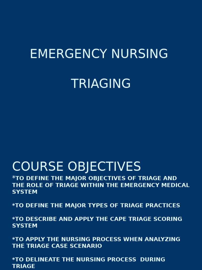 Emergency Nursing Triage Training Guide | PDF | Social Programs ...