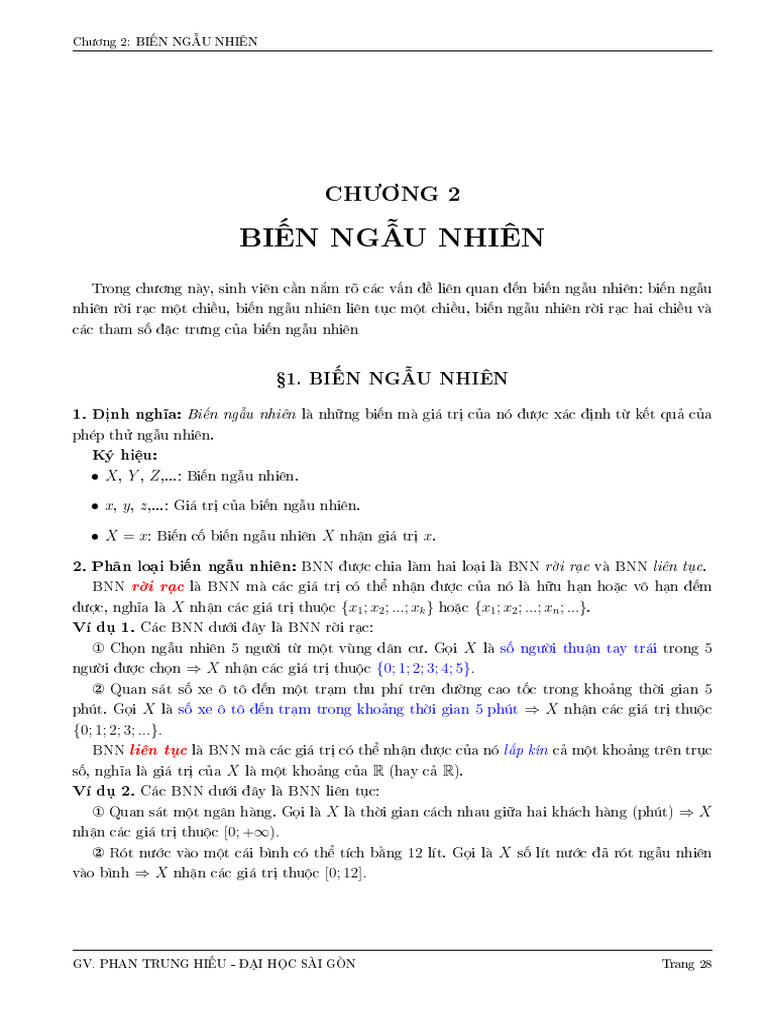 XSTK Chuong2 2025 | PDF
