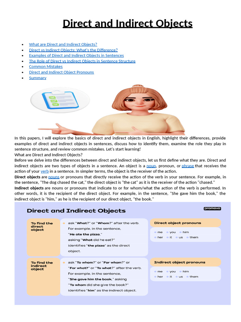 Understanding Direct and Indirect Objects | PDF | Object (Grammar) | Verb