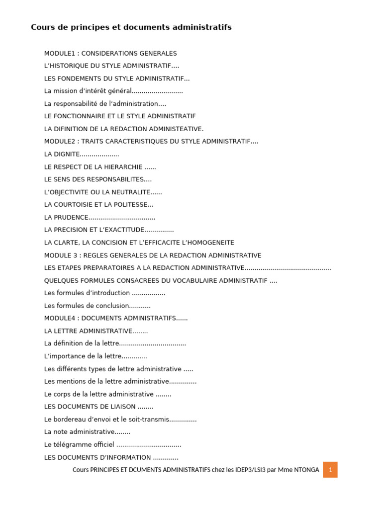 Principes et Types de Documents Administratifs | PDF | Services publics ...