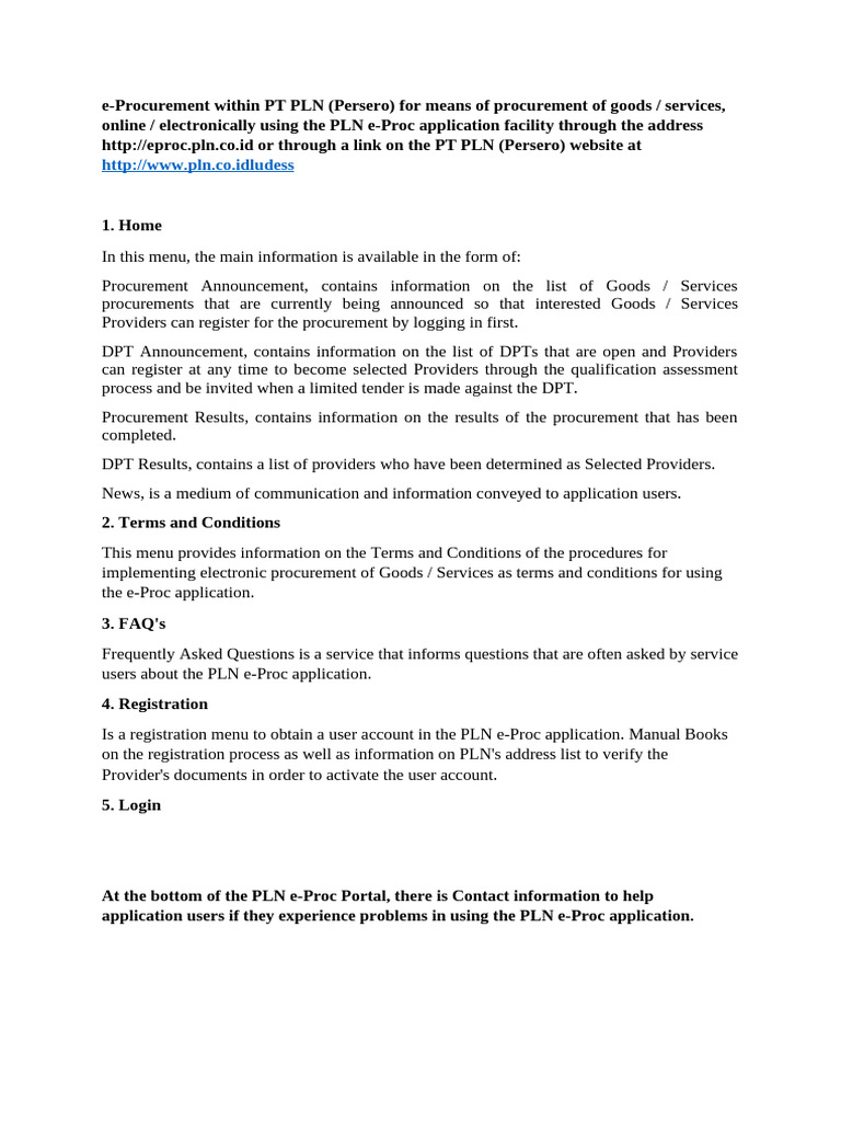 e-Procurement Guide for PT PLN Services | PDF