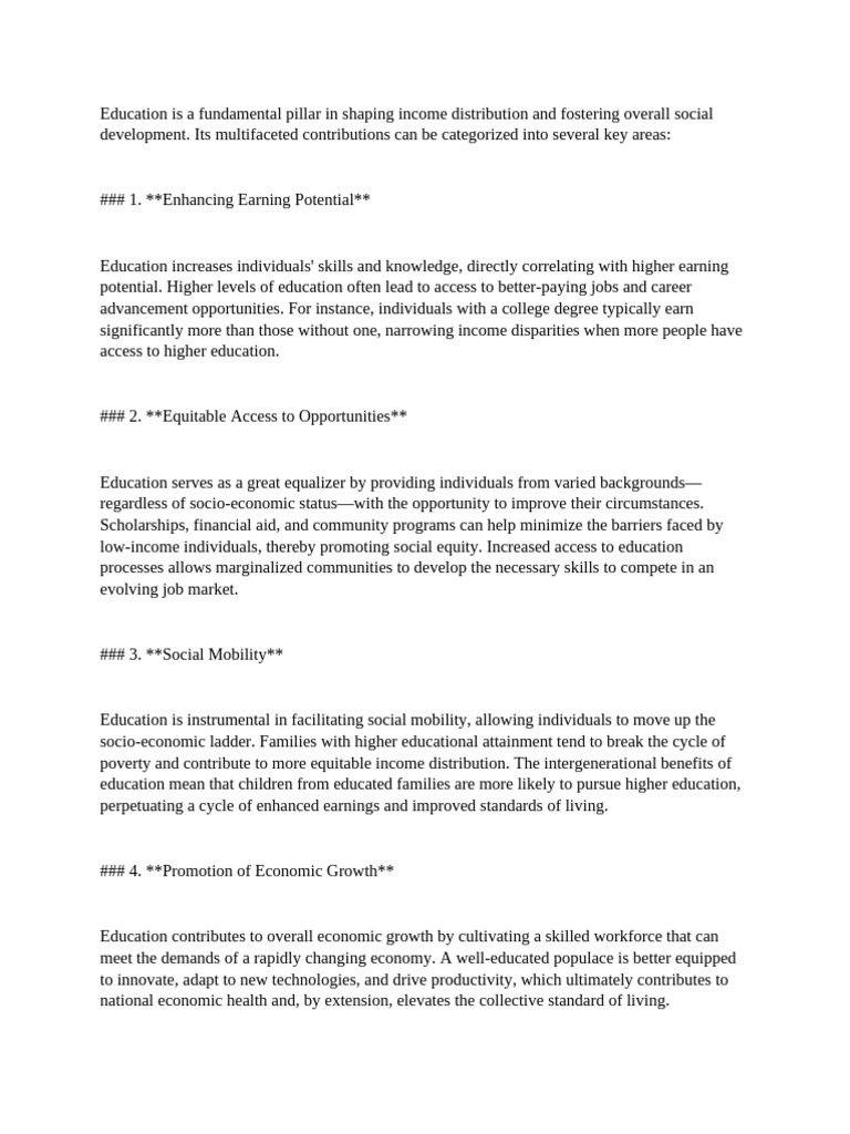 Education's Role in Income Equity | PDF | Economic Inequality ...