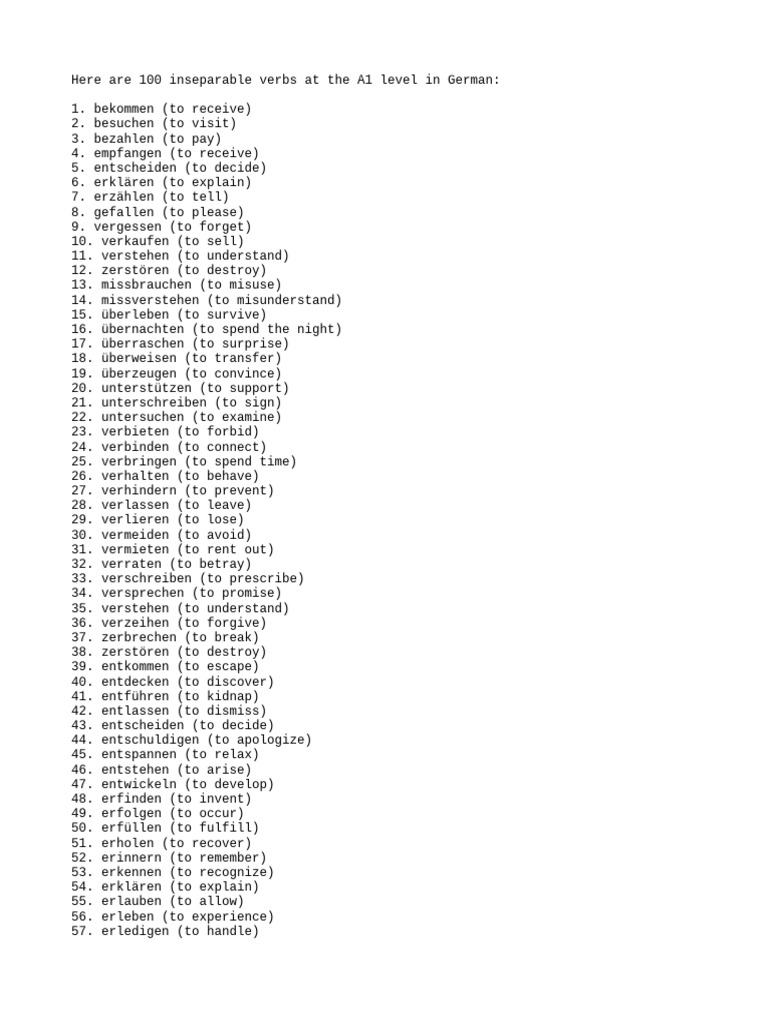 Inseperable Verbs | PDF