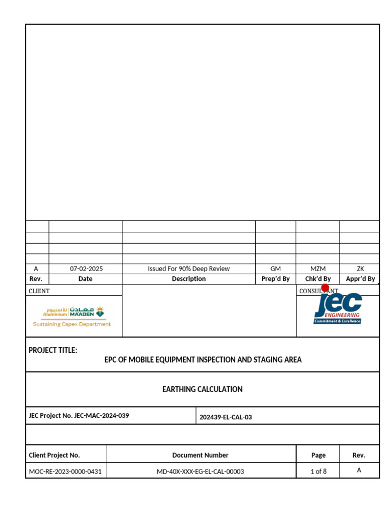 Mobile Equipment Earthing Calculation | PDF | Electrical Conductor ...