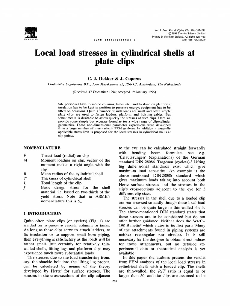 Local Load Stresses in Cylindrical Shells | PDF | Bending | Stress ...