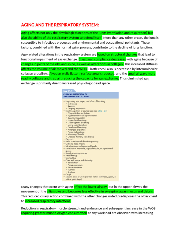 Aging Effects on Respiratory Health | PDF | Lung | Edema