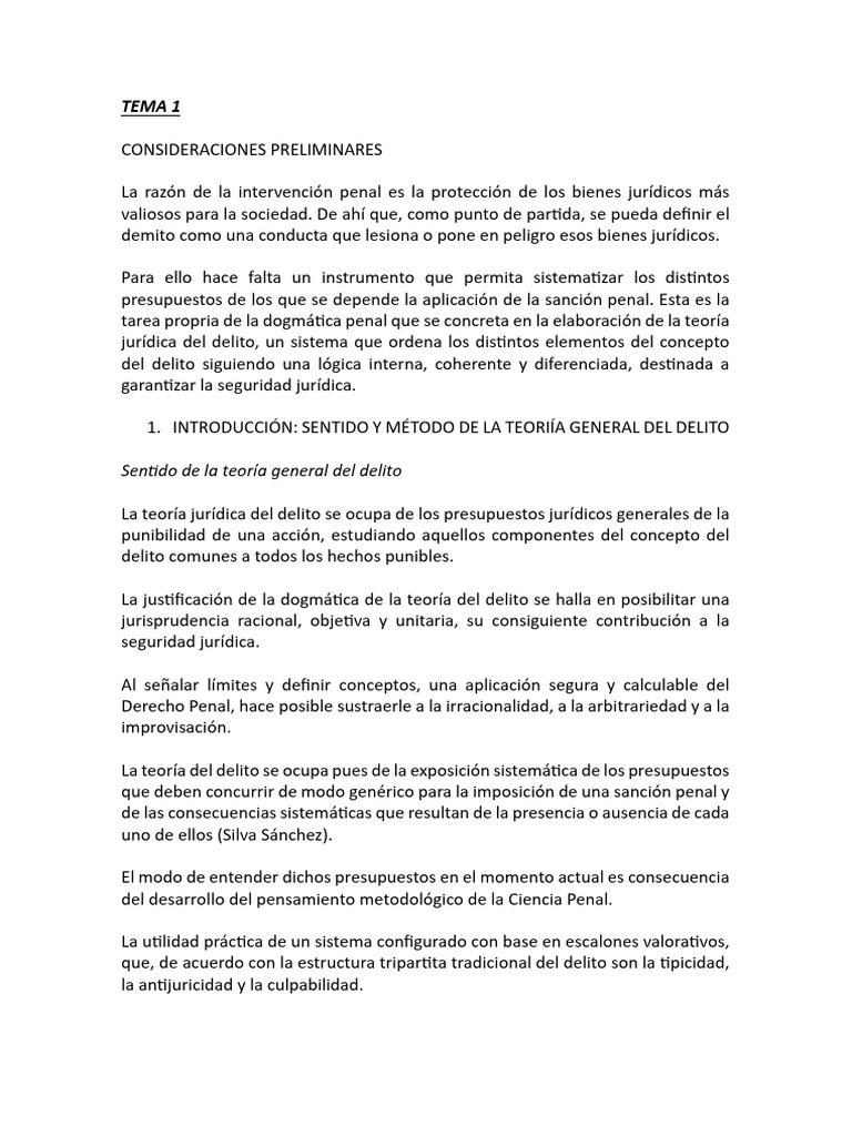 Lección 1 (Concepto Del Delito) - Teoría Del Delito | PDF | Derecho ...