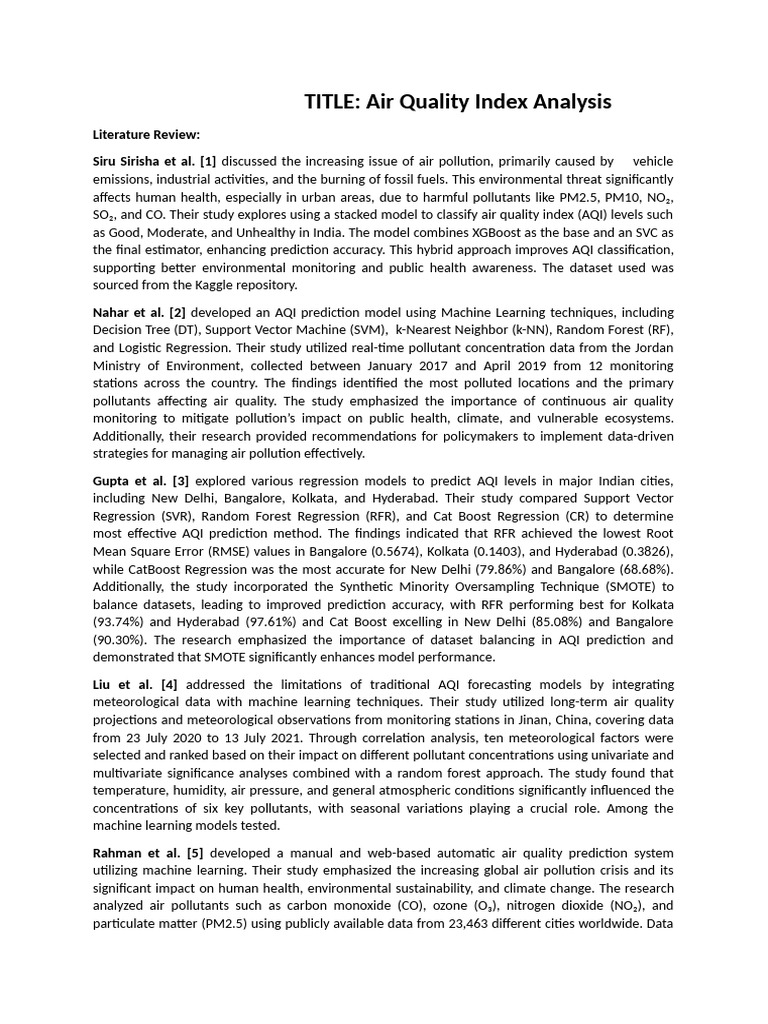 Air Quality Index Prediction Models | PDF | Air Pollution | Machine ...