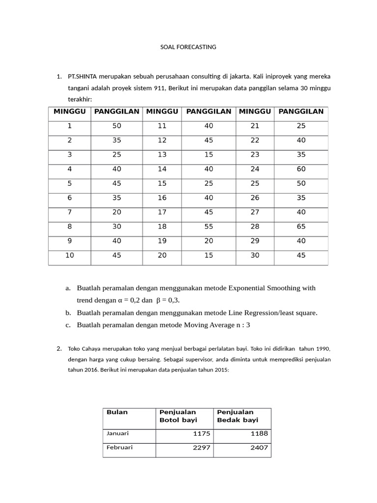 Contoh Soal dan Metode Forecasting | PDF
