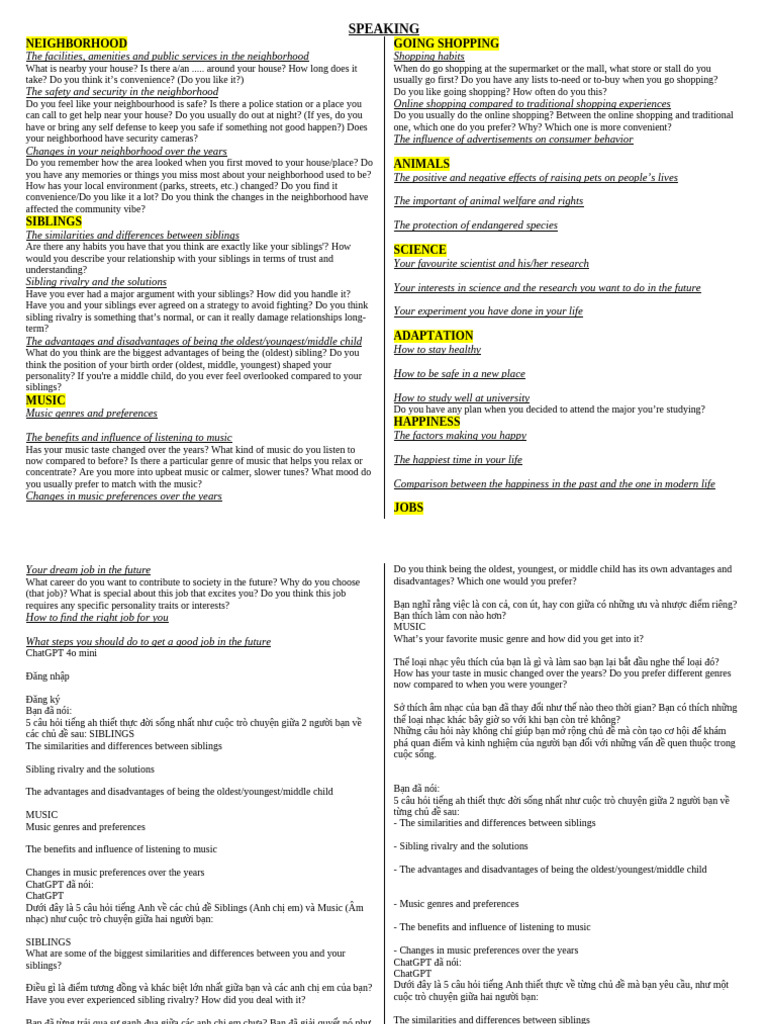 Speaking Practice Test | PDF
