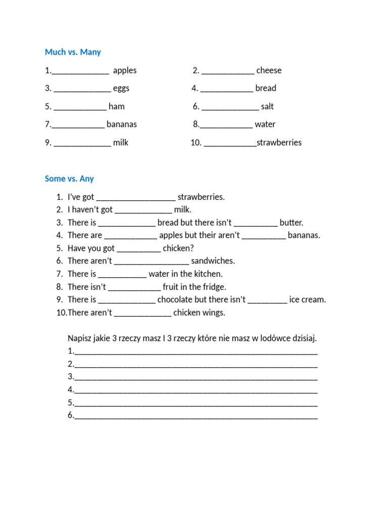 Much vs. Many: Usage Guide | PDF