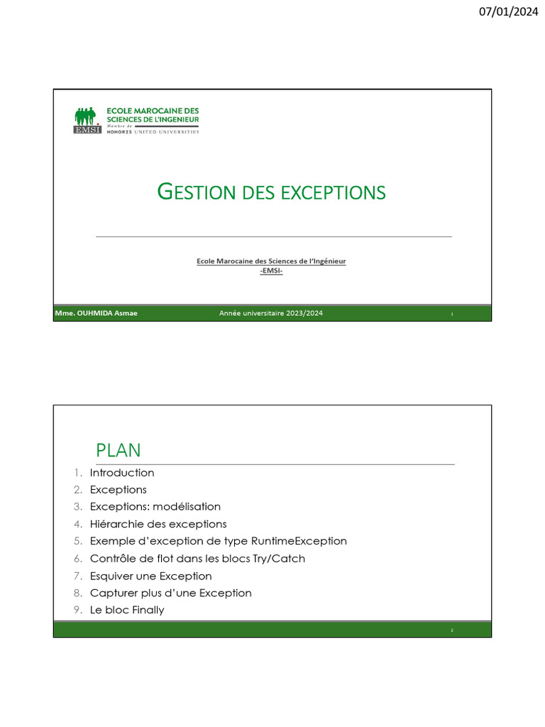 Gestion des exceptions en Java | PDF | Informatique | Ingénierie ...