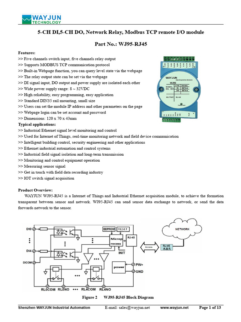 Modbus TCP Remote I/O Relay Module | PDF | Computer Network | Ip Address