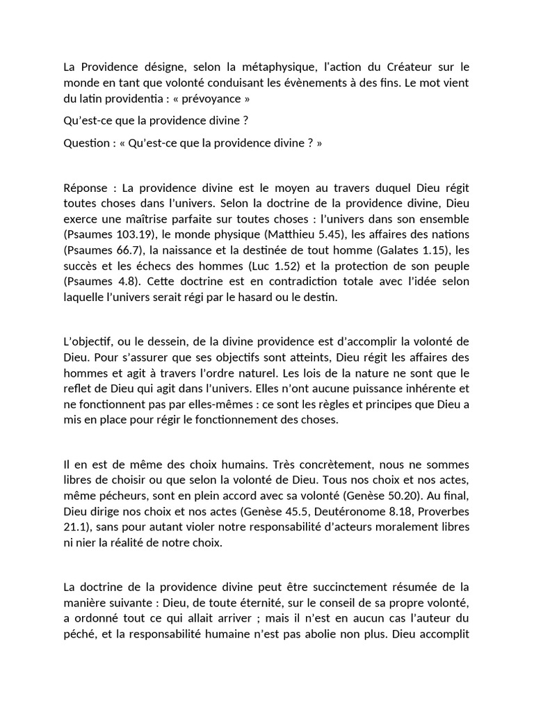 Comprendre la Providence Divine | PDF | Dieu | Doctrines et croyances ...