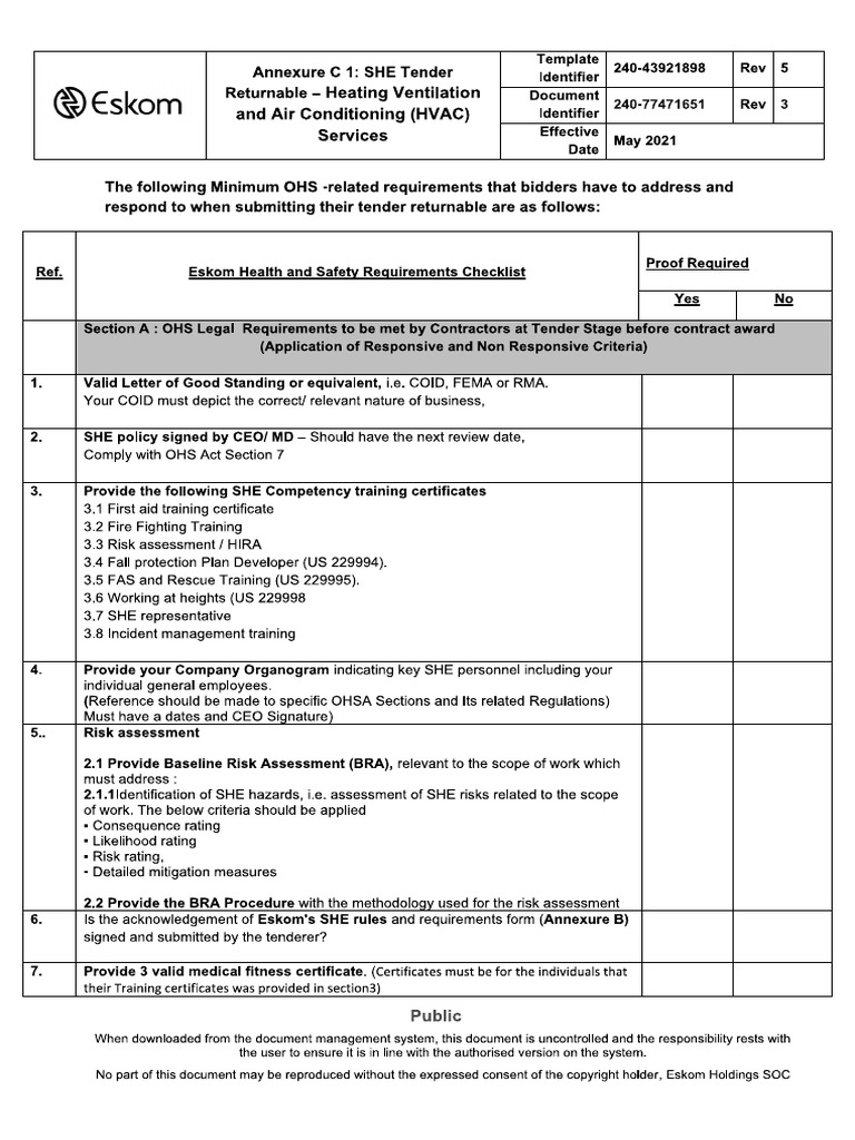 HVAC Services Tender Requirements | PDF