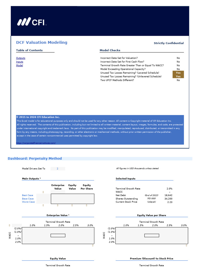 DCF Valuation Model (Template) | PDF | Cost Of Capital | Discounted ...