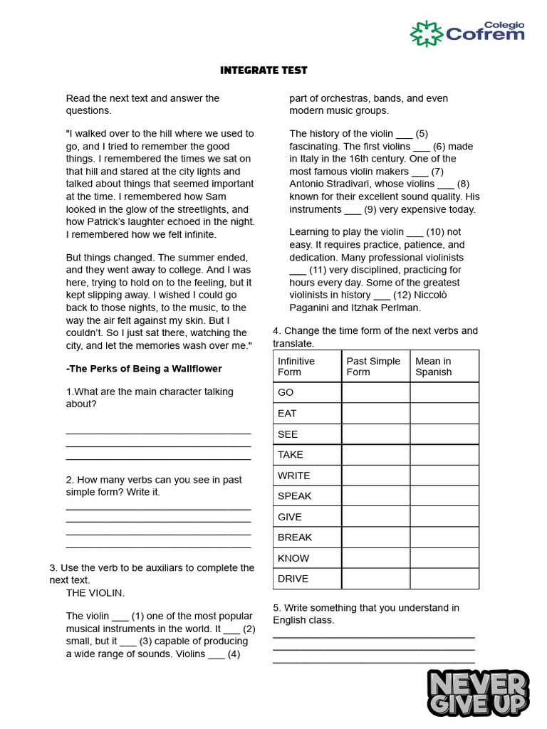 Integrate Test: English Comprehension | PDF | Violin