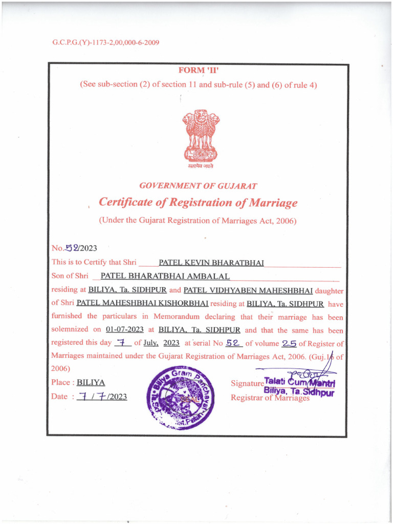 Marriage Certificate | PDF