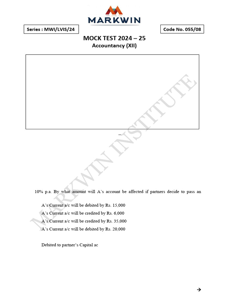 Accountancy Mock Test XII 2024-25 | PDF | Expense | Equity (Finance)