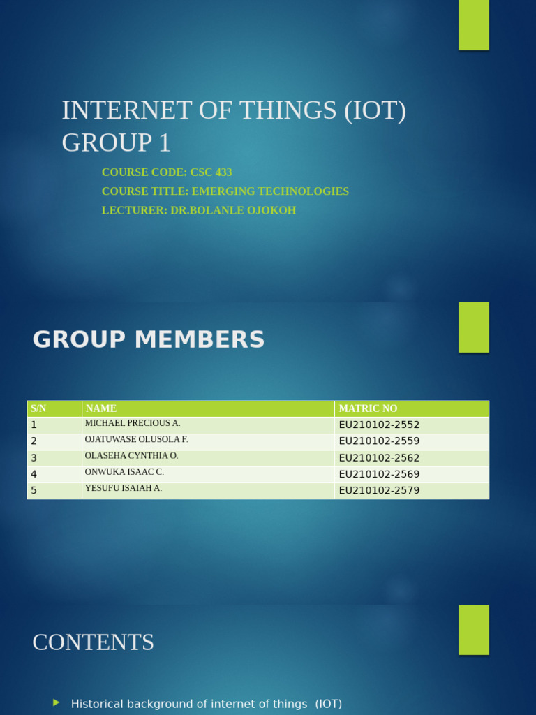 CSC 433 - Group 1 (Iot) | PDF | Internet Of Things | Internet