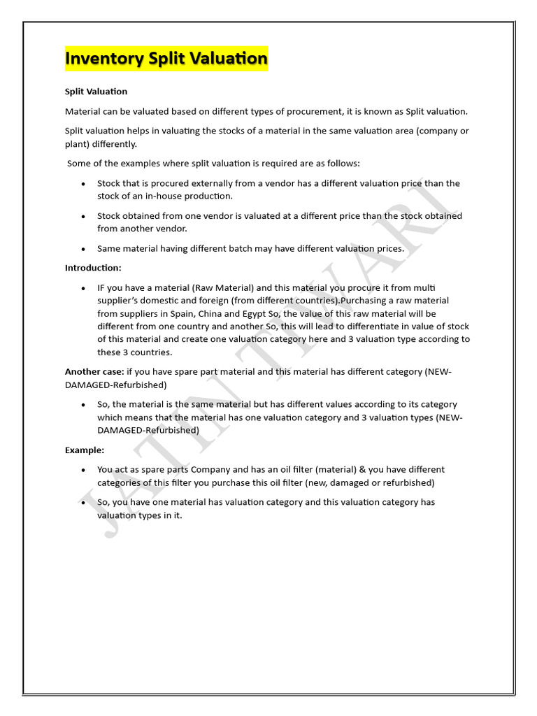 Configuring Split Valuation in SAP | PDF | Valuation (Finance) | Inventory
