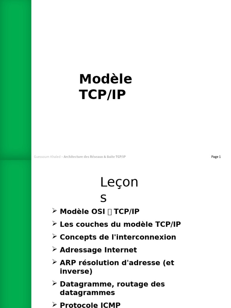 Modèle TCP/IP : Couches et Protocoles | PDF | Protocoles Internet ...