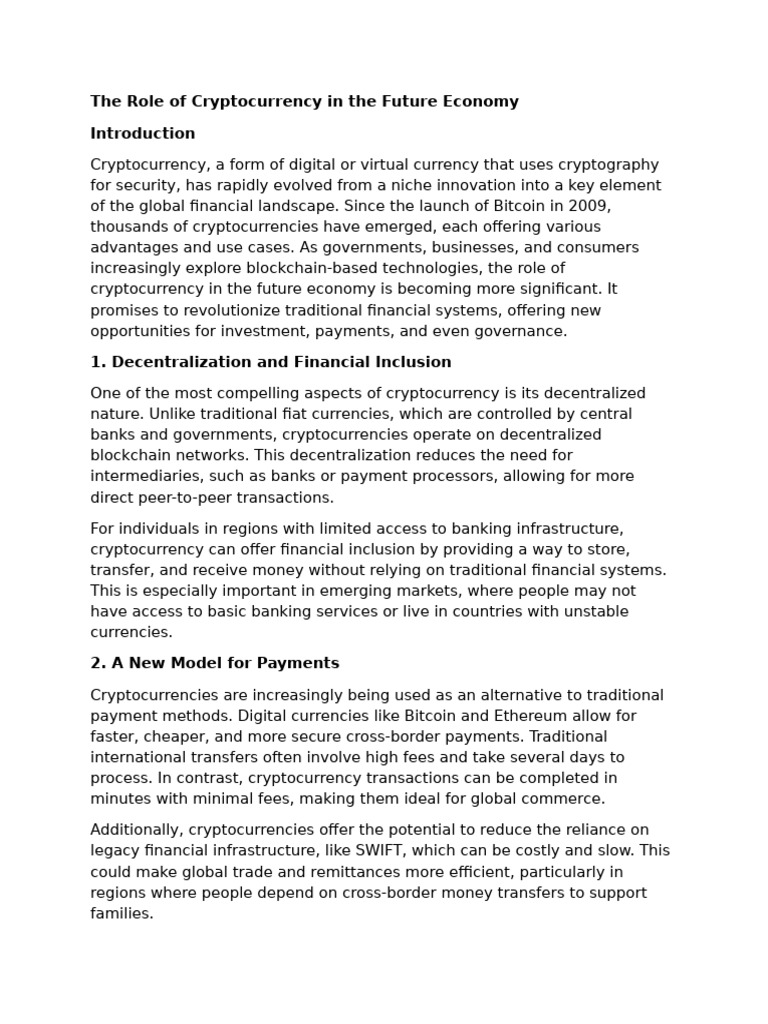 The Role of Cryptocurrency in The Future Economy | PDF | Cryptocurrency ...