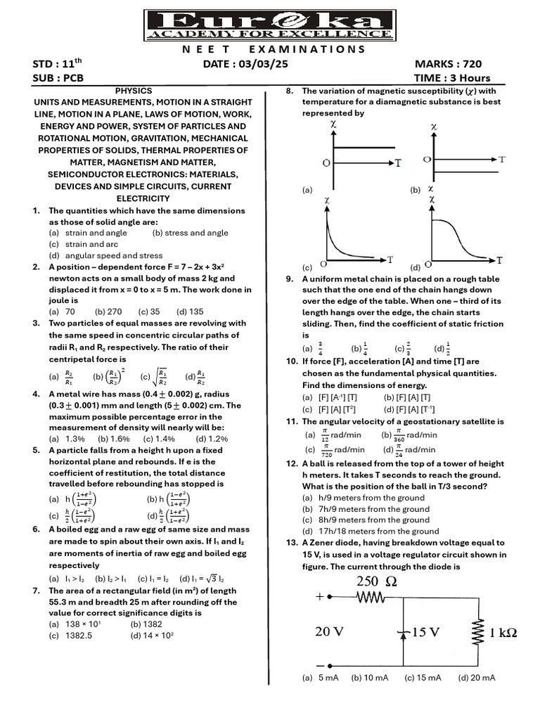NEET 2025 Physics Exam Paper | PDF | Methyl Group | Chemical Bond