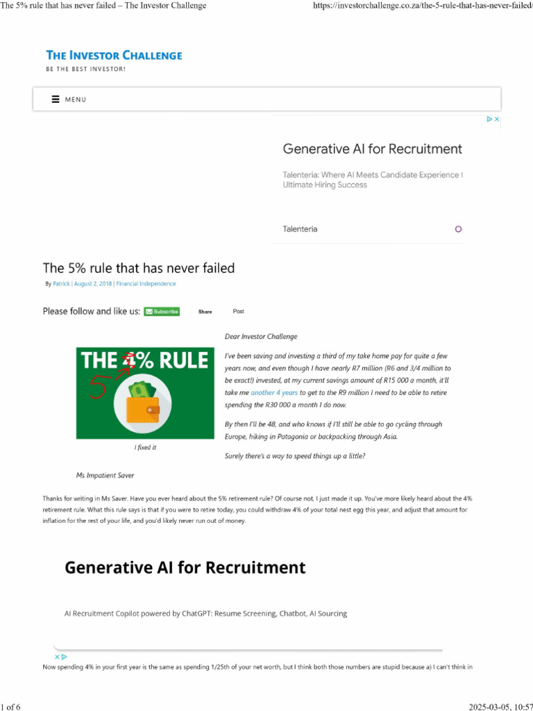 The 5 Percent Rule That Has Never Failed | PDF | Great Depression ...