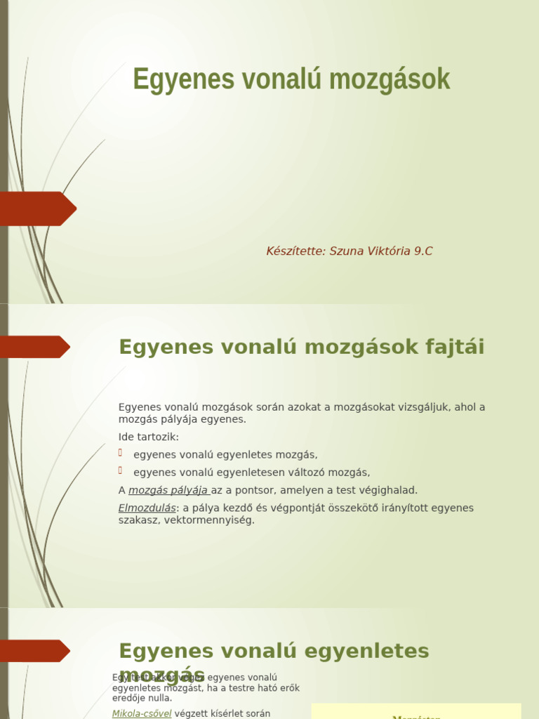 Egyenes Vonalú Mozgások | PDF