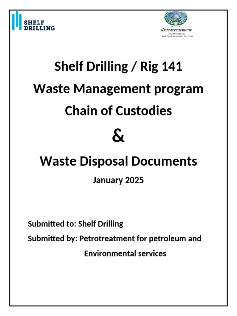 Shelf Drilling Rig 141 Waste Management Plan | PDF