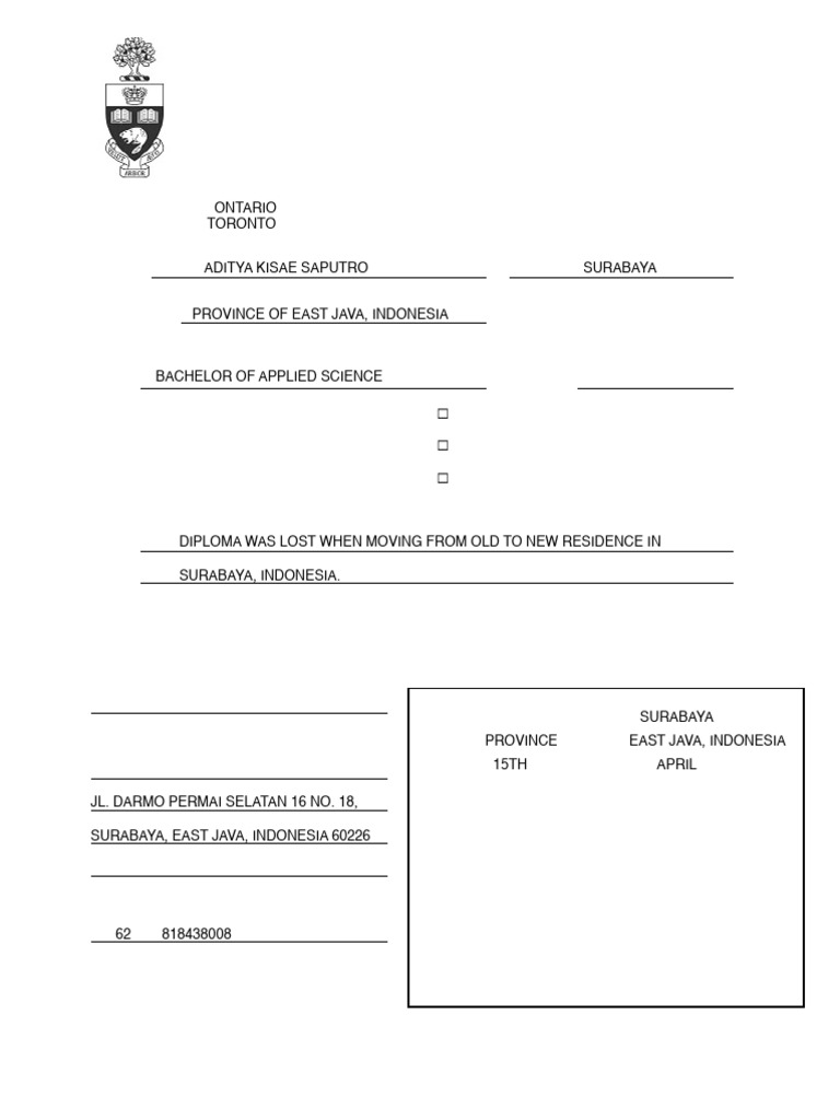 Statutory Declaration for Lost Diploma | PDF | Civil Law (Common Law ...