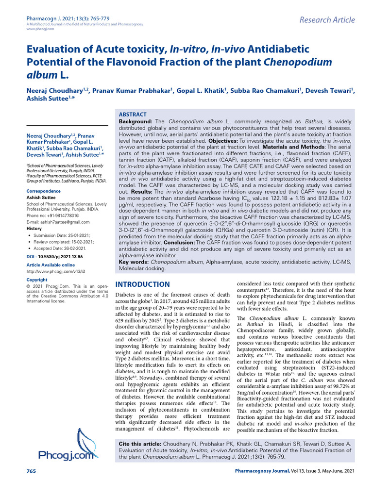 Evaluation of Acute Toxicity in Vitro in | PDF | Cholesterol | High ...