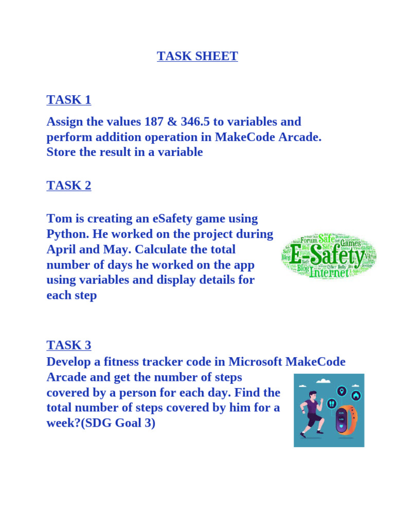 MakeCode Arcade & Python Task Sheet | PDF