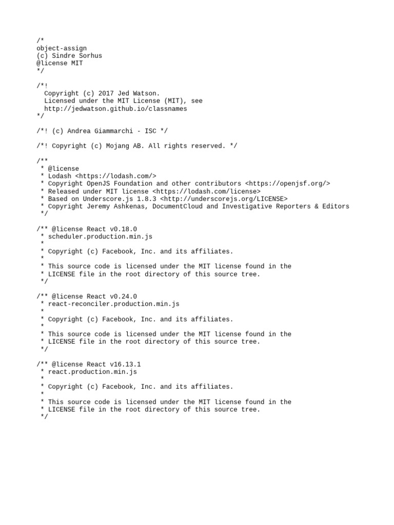 JavaScript Libraries and Licenses | PDF