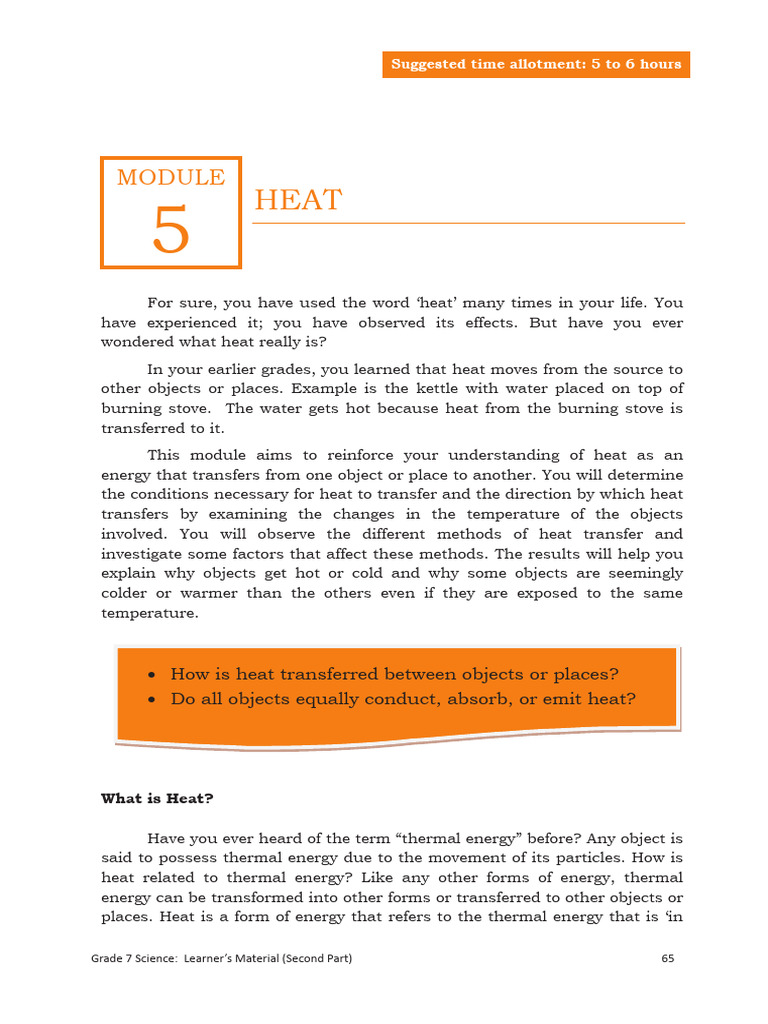 Grade 7 Science: Understanding Heat Transfer | PDF | Heat | Thermal ...