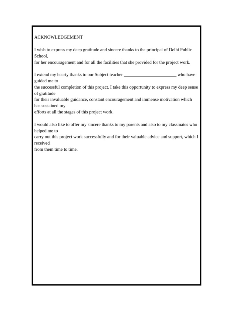 Acknowledgement Delhi Public School Bordered | PDF