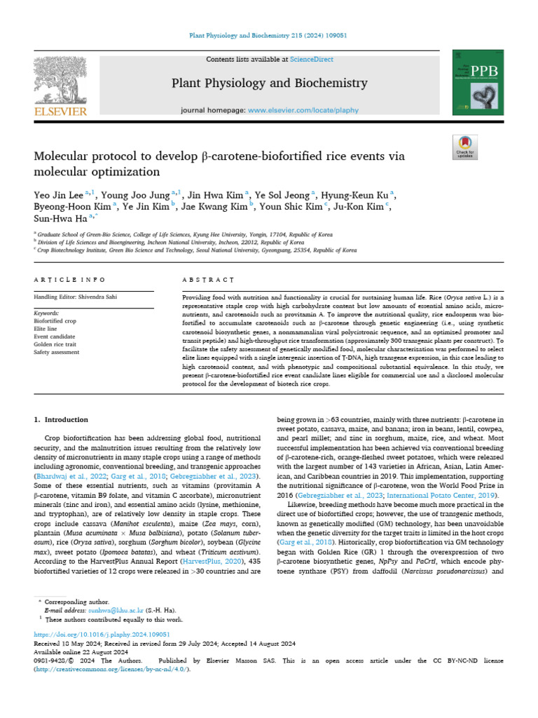 β-Carotene Biofortified Rice Protocol | PDF | Real Time Polymerase ...