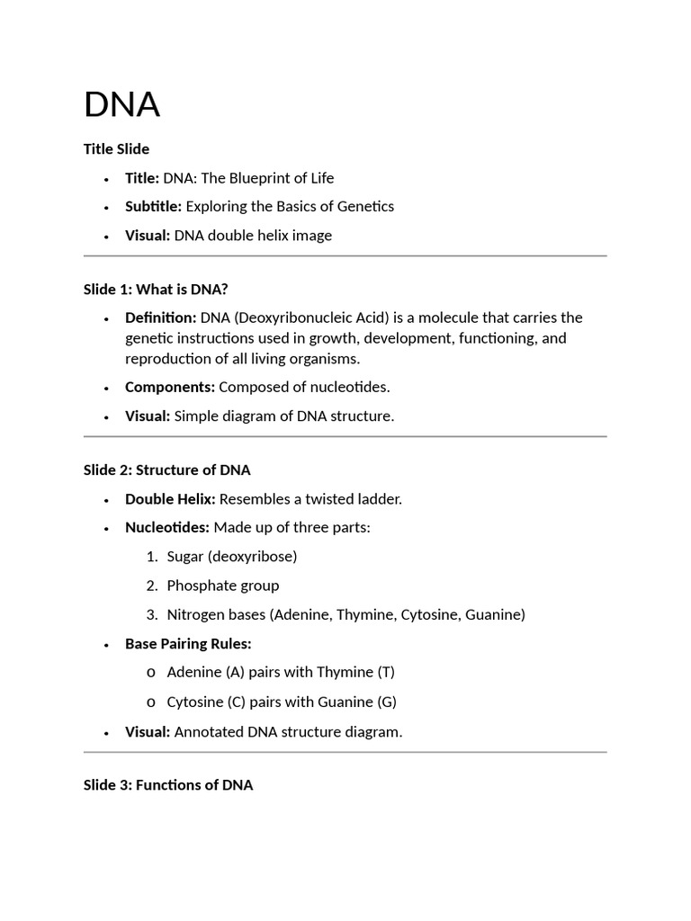 Understanding DNA: Structure & Functions | PDF | Dna | Rna