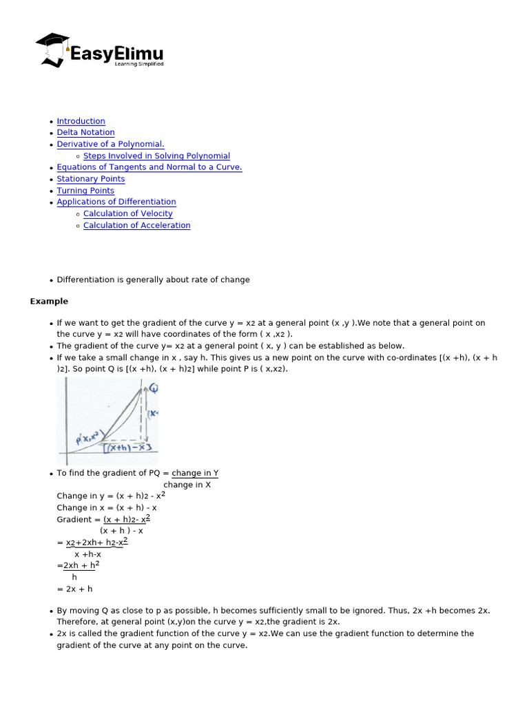 Mathematics Form 4 Differentiation Notes | PDF | Derivative | Polynomial