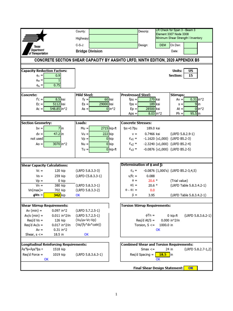 Concrete Shear Capacity Design Report | PDF | Solid Mechanics | Materials