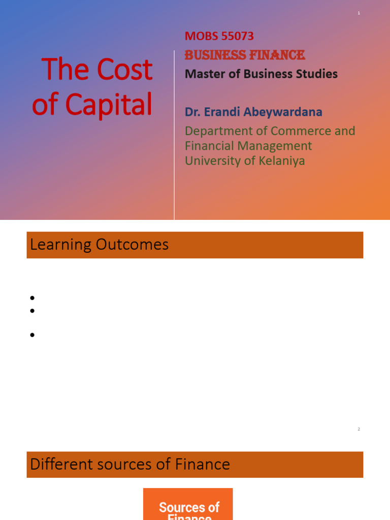 Understanding Cost of Capital in Finance | PDF | Cost Of Capital ...