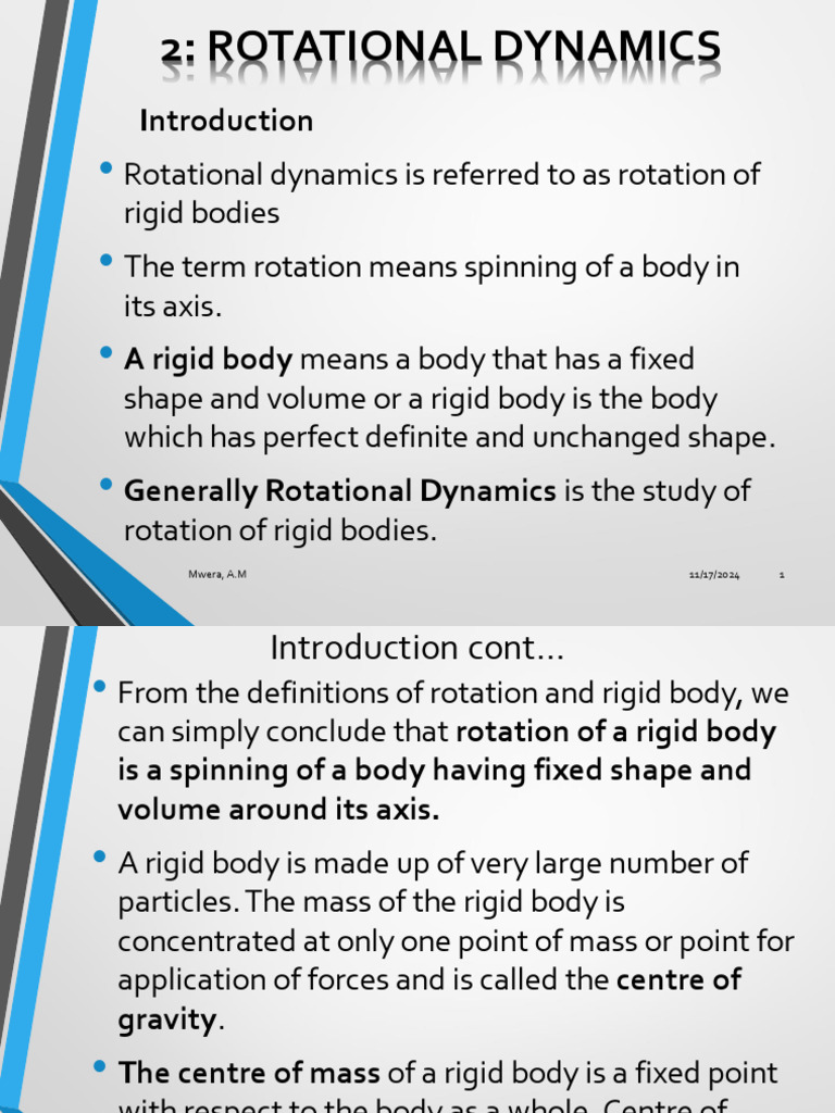 Lecture 2-Rotational Dynamics | PDF | Rotation Around A Fixed Axis | Torque
