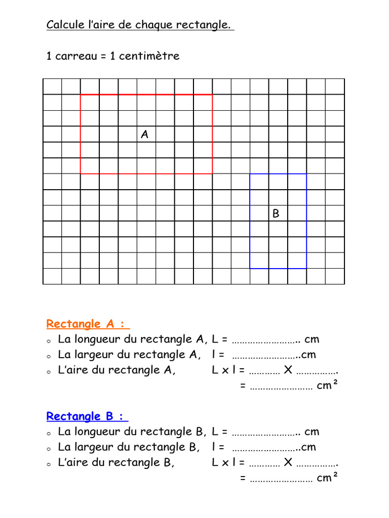Calcul de l'aire des rectangles | PDF | Rectangle | Géométrie